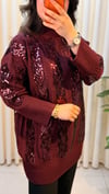 GHİSA PAYET DETAYLI KAZAK 4156 BORDO