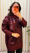 GHİSA PAYET DETAYLI KAZAK 4156 BORDO