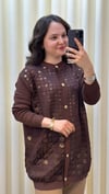 GHİSA PUL DETAYLI HIRKA 3027 KAHVE 