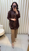 GHİSA PUL DETAYLI HIRKA 3027 KAHVE 
