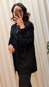 GHİSA PUL PAYET PÜSKÜLLÜ HIRKA 3761 SİYAH