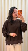 GHİSA RİBANA DETAYLI TUNİK 4304 KAHVE