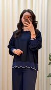 GHİSA RİBANA DETAYLI TUNİK 4304 LACİVERT