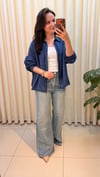 GHİSA TAŞLI İSPANYOL PAÇA PANTALON  8081 MAVİ