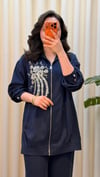 LİSA GÜMÜŞ APLİK PANTALONLU TAKIM 7221 LACİVERT