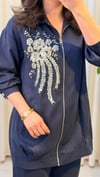 LİSA GÜMÜŞ APLİK PANTALONLU TAKIM 7221 LACİVERT