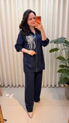 LİSA GÜMÜŞ APLİK PANTALONLU TAKIM 7221 LACİVERT