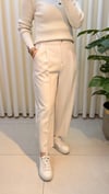 SENTEZ ROMA ARKASI LASTİKLİ PİLELİ PANTALON BEJ