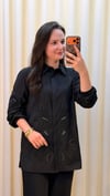 TIĞ TRİKO BONCUK İŞLEMELİ GÖMLEK 4110 SİYAH