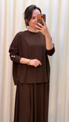 TIĞ TRİKO KOLU İŞLEMELİ ETEKLİ TAKIM 5149 KAHVE