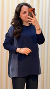 TIĞ TRİKO KUMAŞ KOMBİNLİ TUNİK 21915 LACİVERT