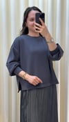 TIĞ TRİKO SATEN KURDELE DETAYLI ETEKLİ TAKIM 5045 ANTRASİT