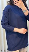 TIĞ TRİKO TAŞ BASKILI RAYON TUNİK 21717  LACİVERT 