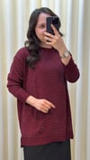 TIĞ TRİKO TAŞ BASKILI RAYON TUNİK 21717 BORDO 