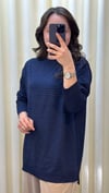 TIĞ TRİKO TAŞ BASKILI RAYON TUNİK 21717  LACİVERT 