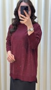 TIĞ TRİKO TAŞ BASKILI RAYON TUNİK 21717 BORDO 
