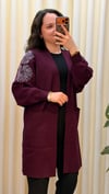 TIĞ TRİKO YAPRAK İŞLEMELİ HIRKA 21747 BORDO