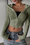 Yeşil Rolly Basic Slim Fit Fermuarlı Bluz