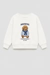 Erkek Çocuk 3 İplik Kumaş Ayıcık Baskılı Pamuklu Sweatshirt