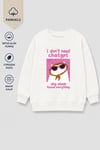 Erkek Çocuk 3 İplik Kumaş Kedi Baskılı Pamuklu Sweatshirt