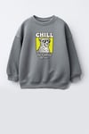 Erkek Çocuk 3 İplik Kumaş Leopar Baskılı Pamuklu Sweatshirt