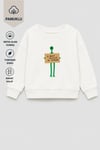 Erkek Çocuk 3 İplik Kumaş Uzaylı Baskılı Pamuklu Sweatshirt