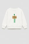 Erkek Çocuk 3 İplik Kumaş Uzaylı Baskılı Pamuklu Sweatshirt