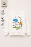 Erkek Çocuk 3 İplik Kumaş Zürafa Baskılı Pamuklu Sweatshirt