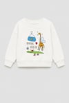 Erkek Çocuk 3 İplik Kumaş Zürafa Baskılı Pamuklu Sweatshirt