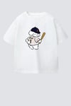 Erkek Çocuk Pamuklu Bisiklet Yaka Baskılı T-Shirt