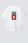 Erkek Çocuk Pamuklu Bisiklet Yaka Elma Baskılı T-Shirt
