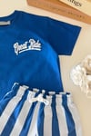 Erkek Çocuk Pamuklu Lacivert T-Shirt ve Çizgili Şort Alt Üst Takım
