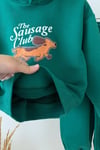 Erkek Çocuk Yeşil Kapüşonlu Köpek Baskılı Pamuklu Sweatshirt ve Yeşil Eşofman Alt Üst Takım