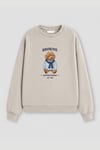 Kadın Premium Kumaş 3 İplik Şardonlu Ayıcık Baskılı Sweatshirt