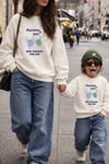 Kadın Premium Kumaş 3 İplik Şardonlu Anne Oğul Baskılı Sweatshirt
