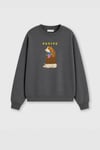 Kadın Premium Kumaş 3 İplik Şardonlu Köpek Baskılı Sweatshirt