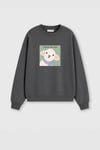 Kadın Premium Kumaş 3 İplik Şardonlu Kuzu Kulağı Baskılı Sweatshirt