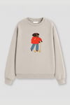 Kadın Premium Kumaş 3 İplik Şardonlu Köpek Baskılı Sweatshirt