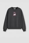 Kadın Premium Kumaş 3 İplik Şardonlu Köpek Baskılı Sweatshirt