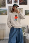 Kadın Premium Kumaş 3 İplik Şardonlu Köpek Baskılı Sweatshirt