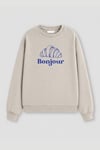 Kadın Premium Kumaş 3 İplik Şardonlu Kruvasan Baskılı Sweatshirt