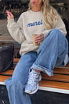 Kadın Premium Kumaş 3 İplik Şardonlu Merci Baskılı Sweatshirt