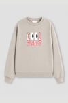 Kadın Premium Kumaş 3 İplik Şardonlu Slogan Baskılı Sweatshirt