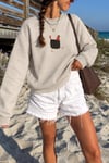 Kadın Premium Kumaş 3 İplik Şardonlu Tavuk Baskılı Sweatshirt