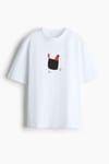 Kadın Premium Kumaş Ekru Baskılı Oversize T-shirt