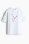 Kadın Premium Kumaş Ekru Baskılı Oversize T-Shirt