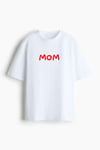 Kadın Premium Kumaş Mom Baskılı Oversize T-shirt