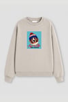 Kadın Premium Kumaş Şardonlu Köpek Baskılı Sweatshirt