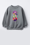 Kız Çocuk 3 İplik Kumaş Pamuklu Baskılı Sweatshirt