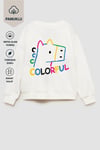 Kız Çocuk 3 İplik Kumaş Pamuklu Baskılı Sweatshirt